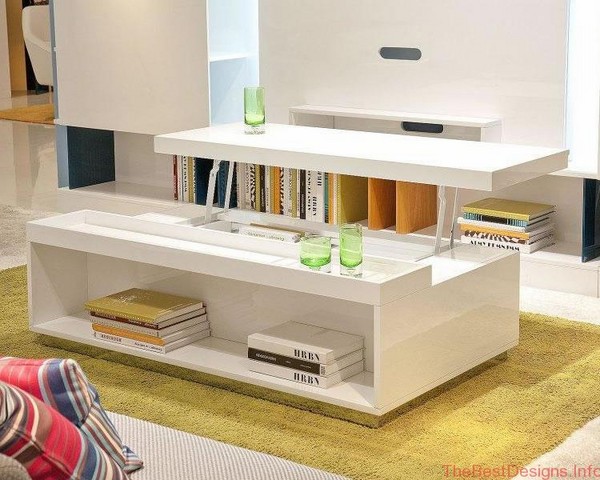 Modern lift top coffee table white