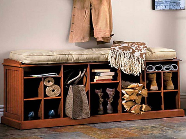 Entrance bench with shoe rack